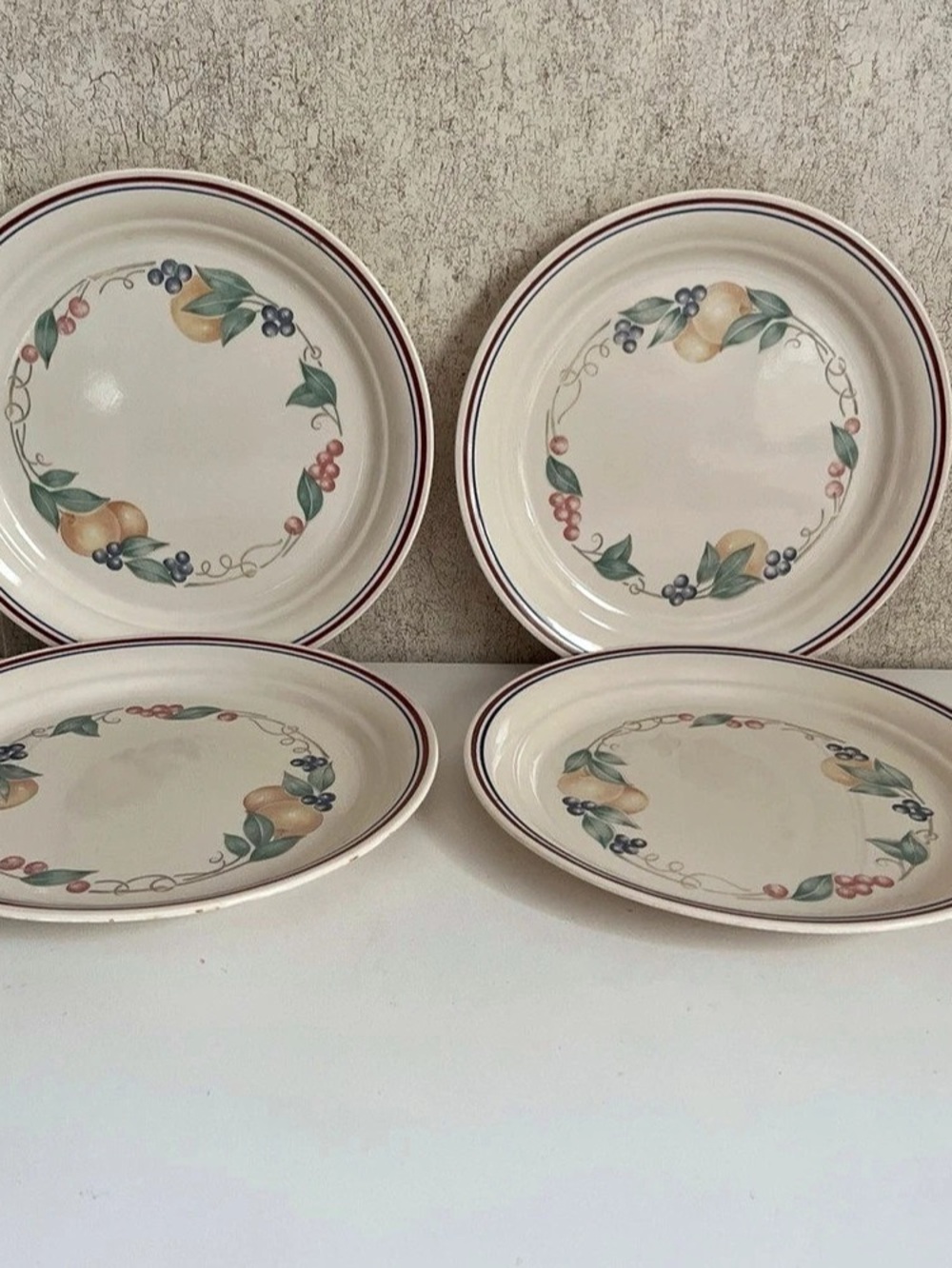 Corelle by Corning Abundance 8 1/2" Salad Plate Luncheon Saucer Fruit pattern 4